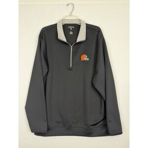 NFL Antigua Cleveland Browns Mens Size XL Black 1/4 Zip Pullover Long‎ Sleeve